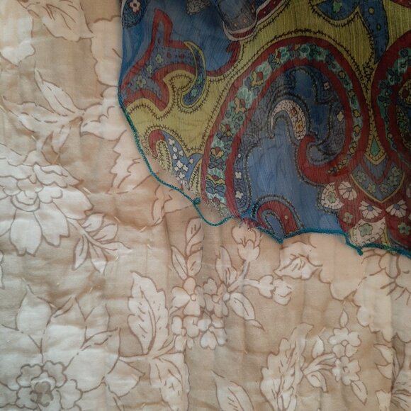 ✨HOST PICK✨ ZARA Blue and Pink Paisley Sheer Flowy Ruffle Top - Size Small - Picture 9 of 9